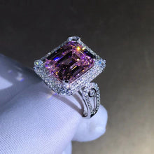 Load image into Gallery viewer, Beautiful 6 Carat Light Champagne Pink Emerald Cut VVS Moissanite Ring