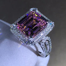 Load image into Gallery viewer, Beautiful 6 Carat Light Champagne Pink Emerald Cut VVS Moissanite Ring