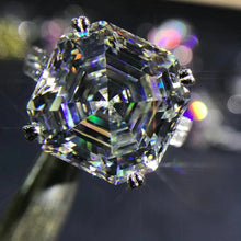 Load image into Gallery viewer, 10 Carat Asscher cut Moissanite Ring Vivid Yellow VVS Hidden Halo