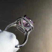 Load image into Gallery viewer, 10 Carat Cushion Moissanite Ring Vivid Yellow VVS Two-tone Double Edge Halo Pave Wrap