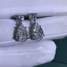 Load image into Gallery viewer, 4 Carat Pear cut Colorless VVS Moissanite Drop Earrings
