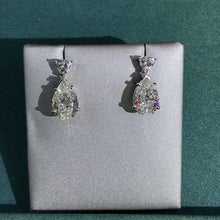 Load image into Gallery viewer, 4 Carat Pear cut Colorless VVS Moissanite Drop Earrings