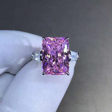 Load image into Gallery viewer, 6 Carat Pink Elongated Cushion Cut Three Stone VVS Moissanite Ring