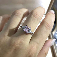 Load image into Gallery viewer, 1 Carat Pink Radiant Cut Three Stone Cathedral VVS Lab Grown Sapphire Ring