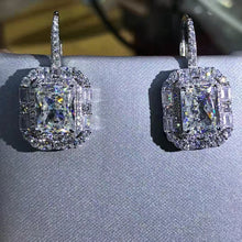 Load image into Gallery viewer, 2 Carat Radiant Cut K-M Colorless Halo Moissanite Lever Back Earrings