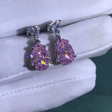 Load image into Gallery viewer, 4 Carat Pear Cut Pink VVS Moissanite Drop Earrings