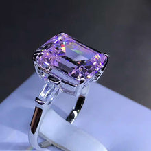Load image into Gallery viewer, 5 Carat Pink Emerald Cut Three Stone Basket VVS Moissanite Ring