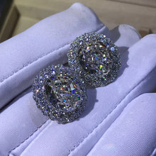 Load image into Gallery viewer, 15 Carat TW K-M Colorless Oval Cut Halo VVS Moissanite Omega Clip Back Stud Earring