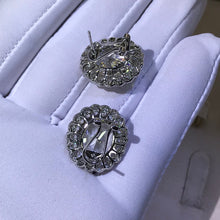 Load image into Gallery viewer, 15 Carat TW K-M Colorless Oval Cut Halo VVS Moissanite Omega Clip Back Stud Earring