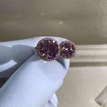 Load image into Gallery viewer, 5 Carat Pink Round Cut Two Stones Double Floating Halo VVS Moissanite Ring