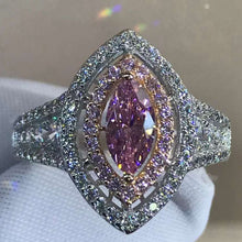 Load image into Gallery viewer, 1 Carat Pink Marquise Cut Floating Double Halo Split Shank VVS Moissanite Ring