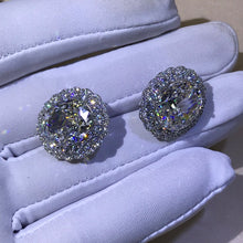 Load image into Gallery viewer, 15 Carat TW K-M Colorless Oval Cut Halo VVS Moissanite Omega Clip Back Stud Earring