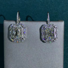 Load image into Gallery viewer, 2 Carat Radiant Cut K-M Colorless Halo Moissanite Lever Back Earrings