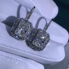 Load image into Gallery viewer, 2 Carat Radiant Cut K-M Colorless Halo Moissanite Lever Back Earrings