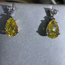 Load image into Gallery viewer, 4 Carat Pear cut Yellow VVS Moissanite Drop Earrings