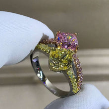 Load image into Gallery viewer, 3 Carat Pink Cushion Cut Two Stone Basket Split Shank VVS Moissanite Ring