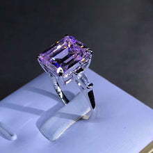 Load image into Gallery viewer, 5 Carat Pink Emerald Cut Three Stone Basket VVS Moissanite Ring