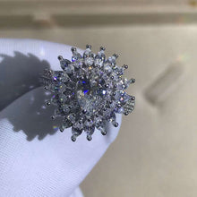 Load image into Gallery viewer, 1 Carat Pink Pear Cut Double Halo Starburst Bead-set Moissanite Ring