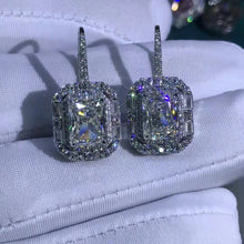 Load image into Gallery viewer, 2 Carat Radiant Cut K-M Colorless Halo Moissanite Lever Back Earrings