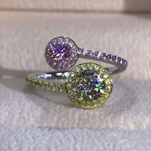 Load image into Gallery viewer, 1.5 Carat Pink Round Cut Bypass Two-tone Thin Band VVS Moissanite Ring