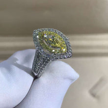 Load image into Gallery viewer, 1 Carat Marquise Moissanite Ring Vivid Yellow VVS Floating Double Halo Split Shank