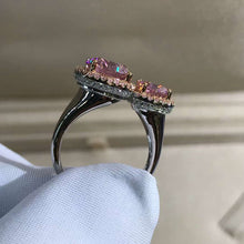 Load image into Gallery viewer, 5 Carat Pink Round Cut Two Stones Double Floating Halo VVS Moissanite Ring