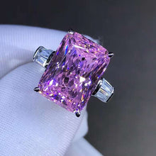 Load image into Gallery viewer, 6 Carat Pink Elongated Cushion Cut Three Stone VVS Moissanite Ring