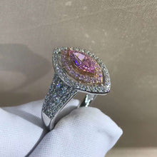Load image into Gallery viewer, 1 Carat Pink Marquise Cut Floating Double Halo Split Shank VVS Moissanite Ring