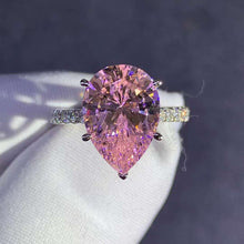 Load image into Gallery viewer, 6 Carat Pink Pear Cut Moissanite 5 Claw Basket French Pave VVS Ring