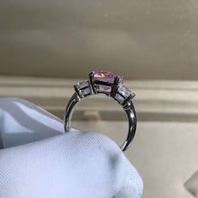 Load image into Gallery viewer, 2 Carat Pink Radiant Cut Three Stone Plain Shank VVS Moissanite Ring