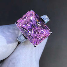Load image into Gallery viewer, 6 Carat Pink Elongated Cushion Cut Three Stone VVS Moissanite Ring