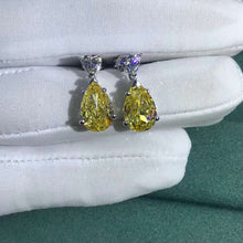 Load image into Gallery viewer, 4 Carat Pear cut Yellow VVS Moissanite Drop Earrings