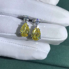 Load image into Gallery viewer, 4 Carat Pear cut Yellow VVS Moissanite Drop Earrings