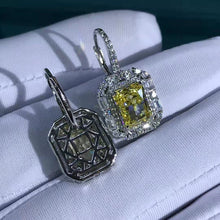 Load image into Gallery viewer, 2 Carat Radiant Cut Yellow Double Halo Moissanite Lever Back Earrings