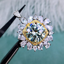 Load image into Gallery viewer, 5 Carat D Color Round Cut Two-tone Square Halo Snowflake VVS Moissanite Necklace