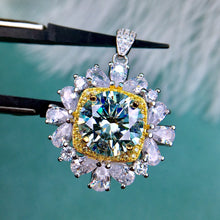 Load image into Gallery viewer, 5 Carat D Color Round Cut Two-tone Square Halo Snowflake VVS Moissanite Necklace