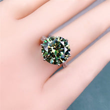 Load image into Gallery viewer, 6 Carat Green Round Cut 6 Prong Double Row Bead-set VVS Moissanite Ring