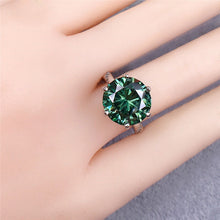 Load image into Gallery viewer, 6 Carat Green Round Cut 6 Prong Diagonal Bead-set Certified VVS Moissanite Ring