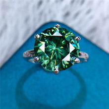 Load image into Gallery viewer, 6 Carat Green Round Cut 6 Prong Diagonal Bead-set Certified VVS Moissanite Ring