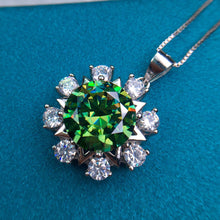 Load image into Gallery viewer, 5 Carat Green Round Cut Starburst Snowflake Certified VVS Moissanite Necklace