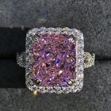 Load image into Gallery viewer, 6 Carat Pink Radiant Cut Halo Infinity Shank VVS Moissanite Ring