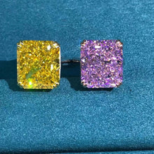 Load image into Gallery viewer, 15 Carat Radiant Moissanite Ring Vivid Yellow VVS Double Claw Solitaire Cathedral