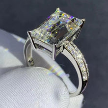 Load image into Gallery viewer, 4 Carat Emerald Cut Moissanite Ring Vivid Yellow VVS Basket Bead-set Band