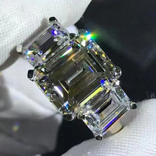 Load image into Gallery viewer, 5 Carat Pink Emerald Cut Three stone Plain Shank VVS Moissanite Ring