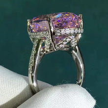 Load image into Gallery viewer, 30 Carat Pink Oval Cathedral Subtle Halo Moissanite Ring
