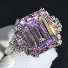 Load image into Gallery viewer, 5 Carat Pink Emerald Cut Bead-set Plain Shank VVS Moissanite Ring