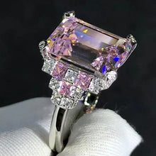 Load image into Gallery viewer, 5 Carat Emerald Cut Moissanite Ring Vivid Yellow VVS Side stone Plain Shank