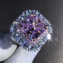Load image into Gallery viewer, 6 Carat Pink Double Prong Cushion Cut Halo VVS Moissanite Ring
