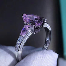 Load image into Gallery viewer, 2 Carat Pink Pear Cut Three Stones Basket Bead-set Moissanite Rings