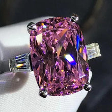 Load image into Gallery viewer, BIG 6 Carat Pink Cushion Cut Three Stone VVS Moissanite Rings